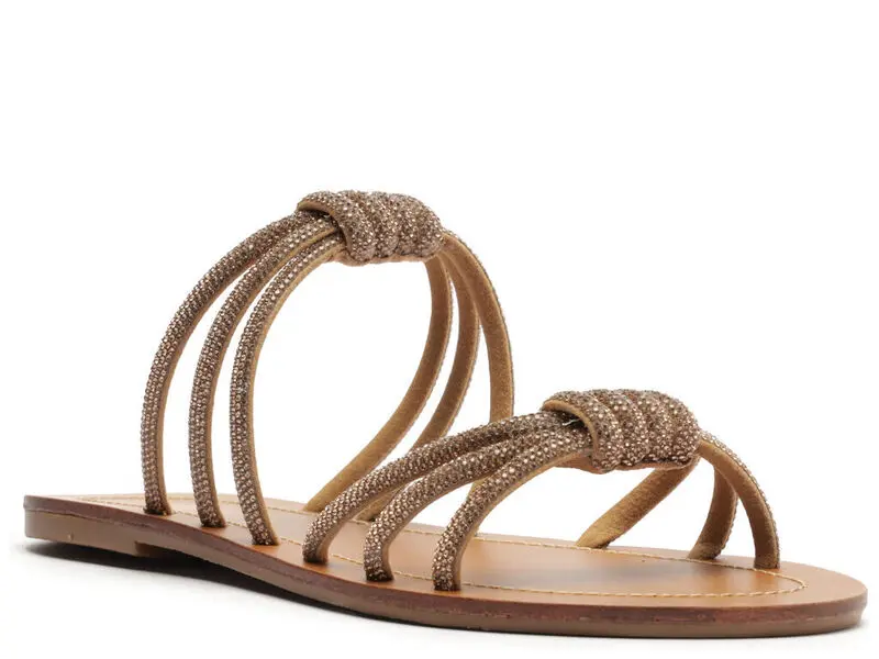 Rhinstone Straps Round Toe Flats