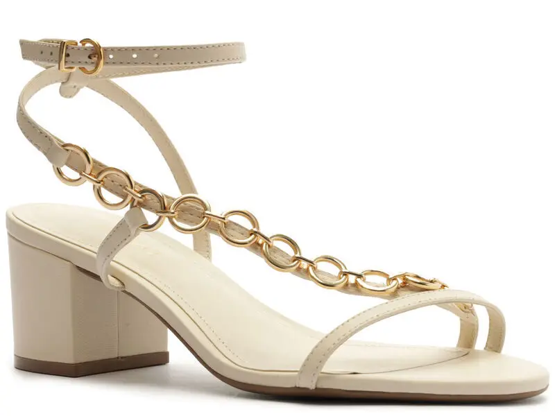 Leather Block Heel Sandal with Hoops