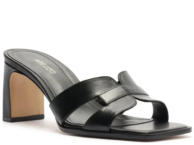 Leather Block Square Toe Mule