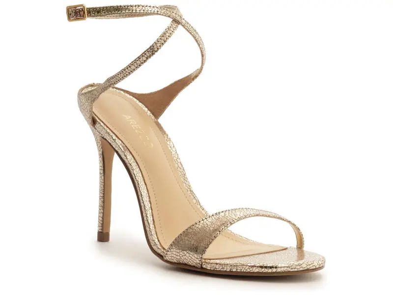 Thin Heel Cross Straps Leather Sandals 
