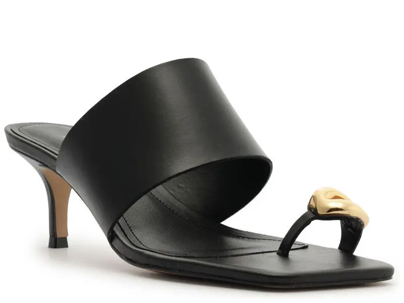 Kitten Heel Leather Mule