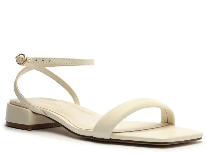  Leather Low Block Heel Sandal