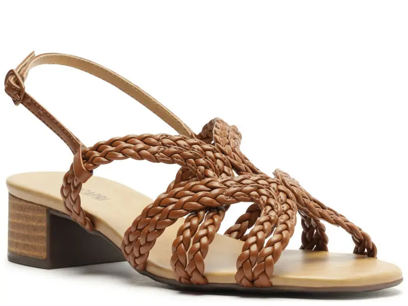 Braided Strappy Sandal with Wooden Heel