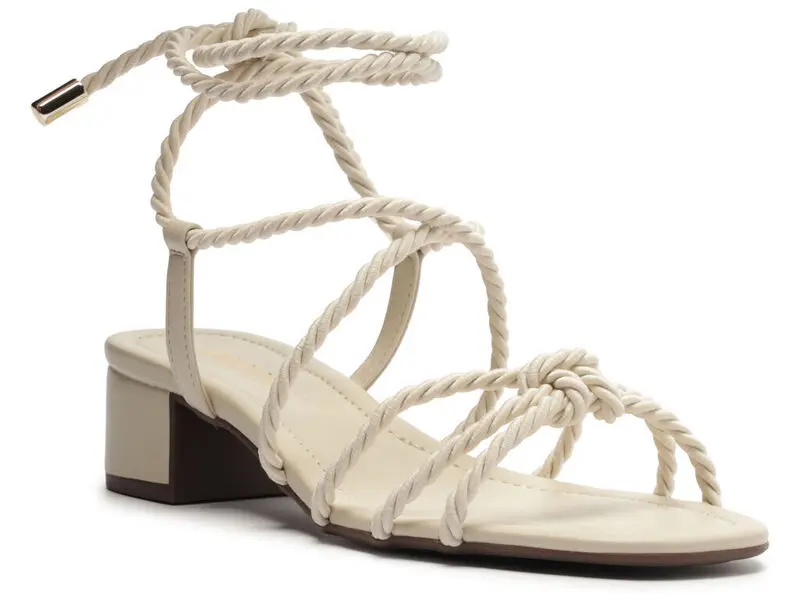 Twisted Lace-Up Low Heeled Sandal