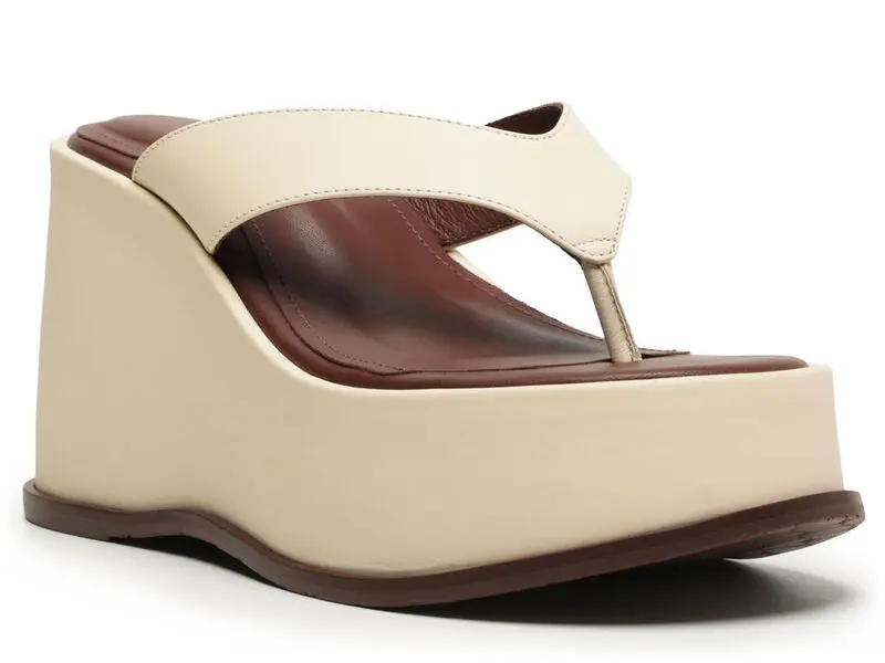 Leather Platform Thong Clogs