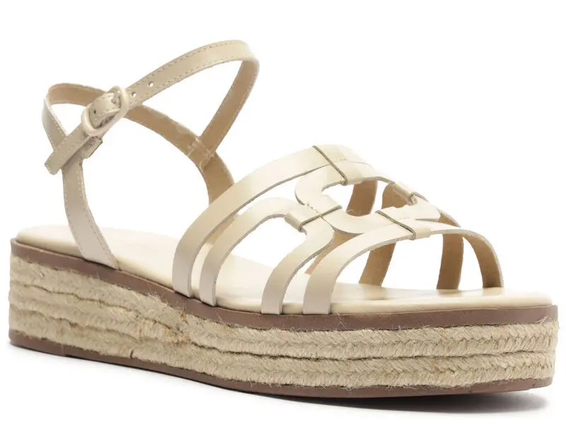Leather Cutout Platform Espadrille Sandal