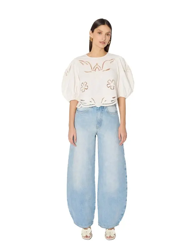 Oversized embroidered top