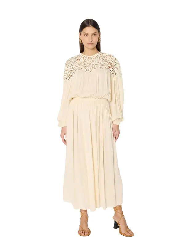 Long dress with crochet insert
