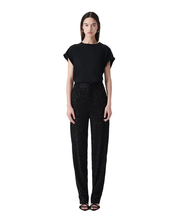 Straight Cut Sequin Trousers