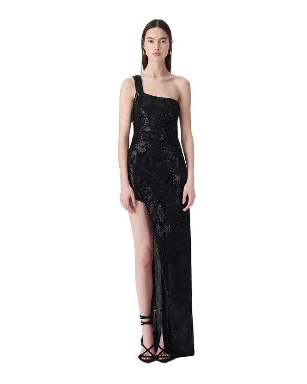 Asymmetrical Sequin Long Dress