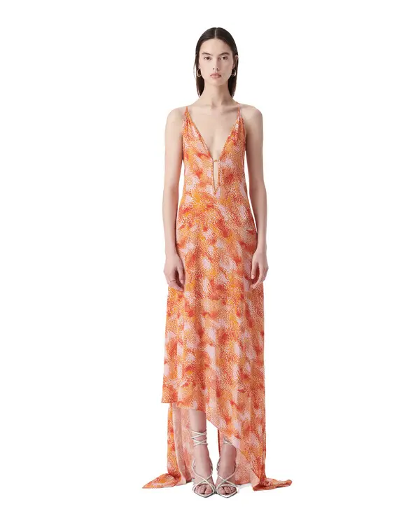 Bubble-print Long Dress