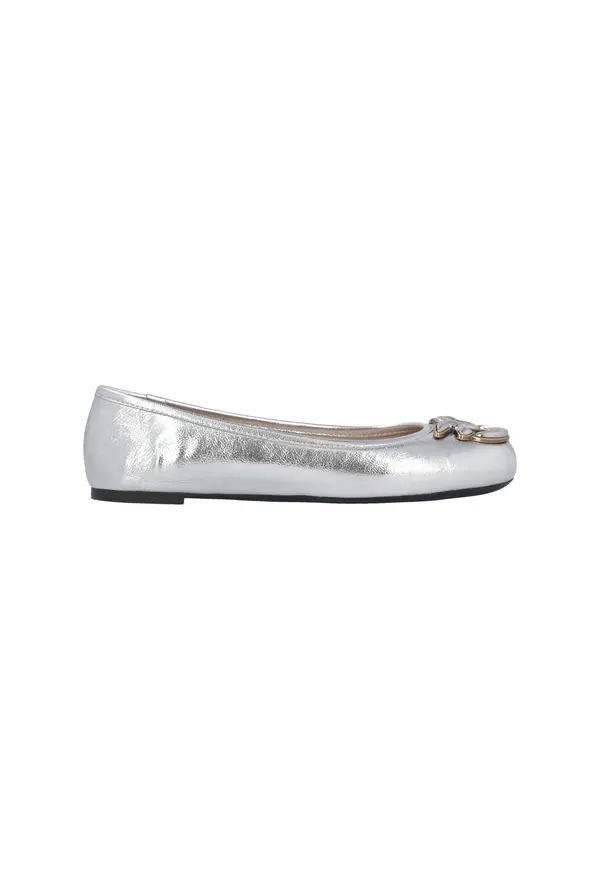 Metallic Ballet Flats with Gold Logo