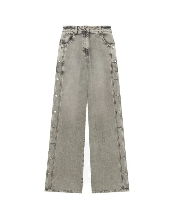 Button Side Wide-Leg Jeans