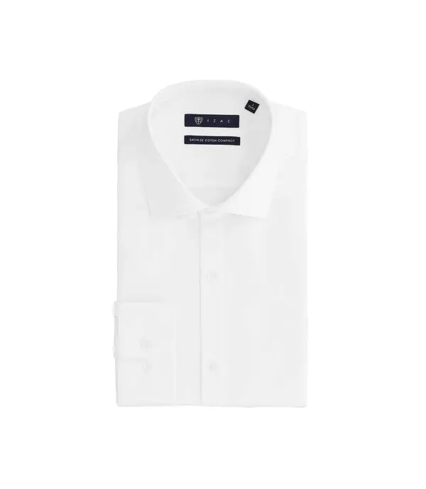 Long-sleeved cotton satin shirt