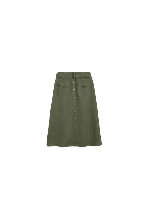 Agnes Linen Mid-Length Trapeze Skirt