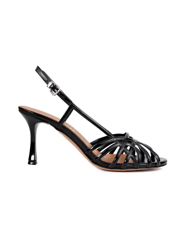 Floral Print Strappy Sandals with High Heel
