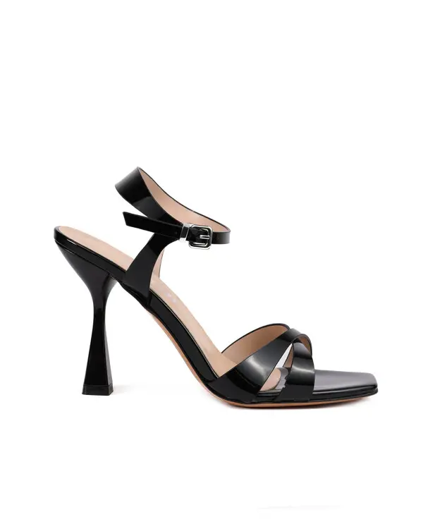 Leather Ankle Strap Stiletto Heel Sandals