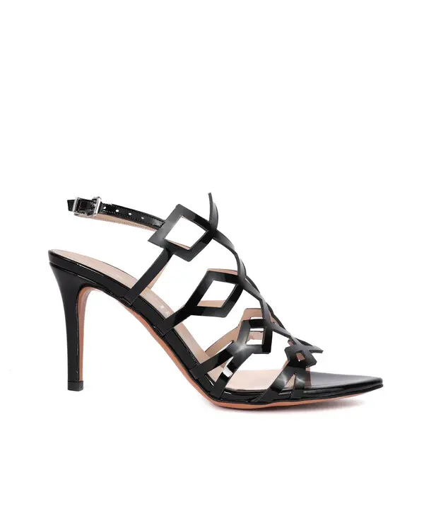 Geometric Strappy Sandals with Stiletto Heel