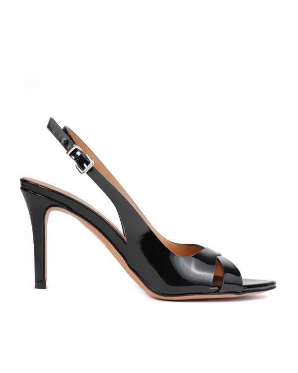 Patent Leather Peep Toe Slingback Pumps