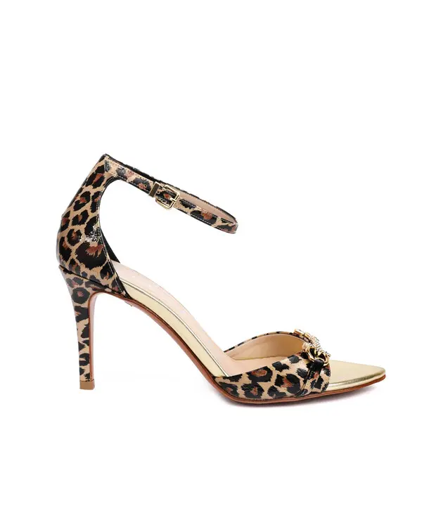 Leopard Print Ankle Strap Sandals