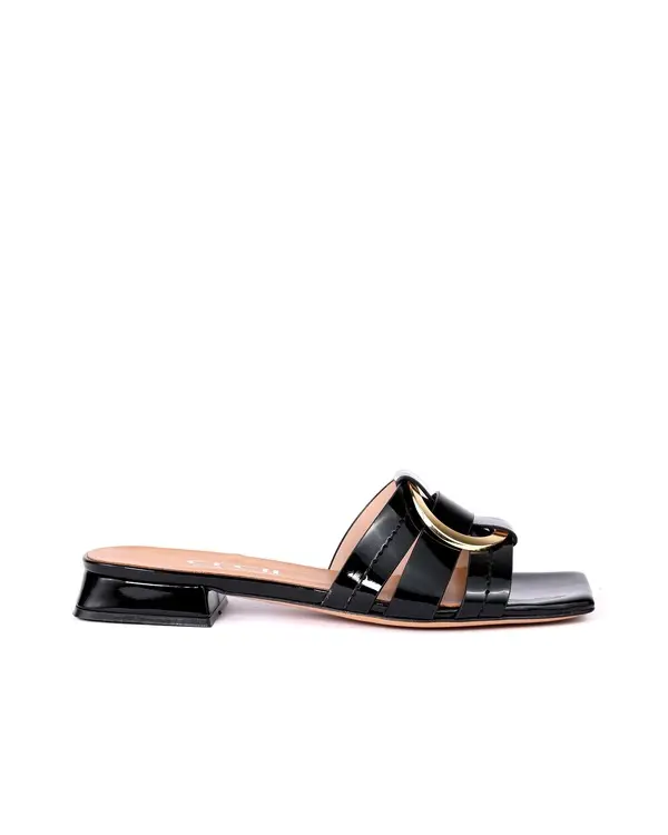Leather Slide Sandals with Multi-Strap Detail