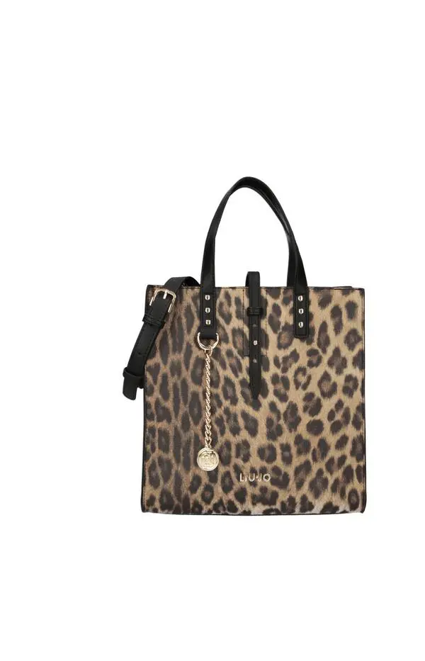 Leopard Print Leather Tote Bag Image
