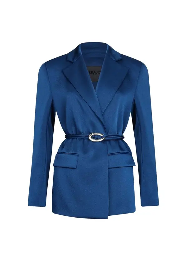 Straight cut Satin Blazer with belt