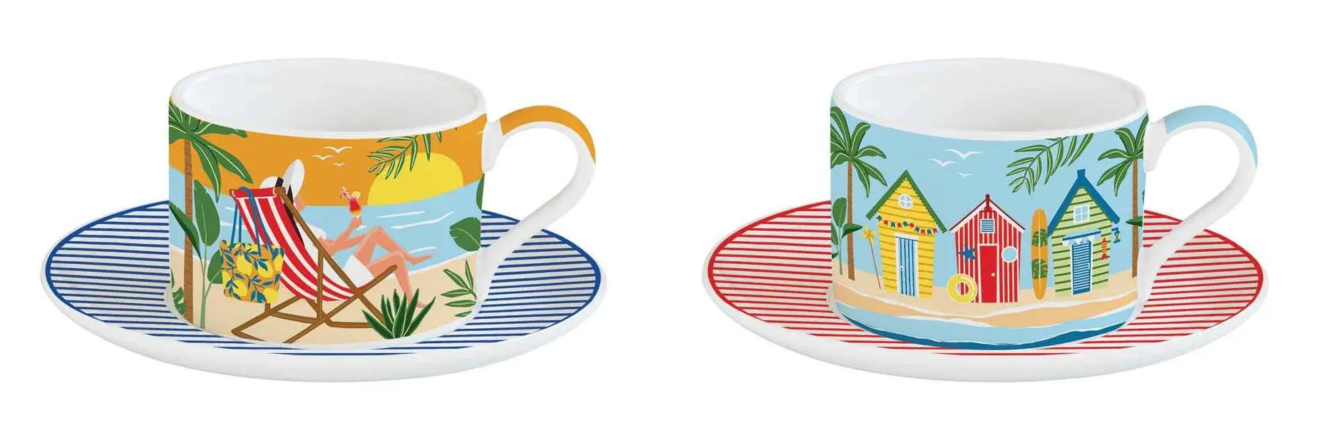 Set 2 porceain cups & saucers  240 ml in gift box A'