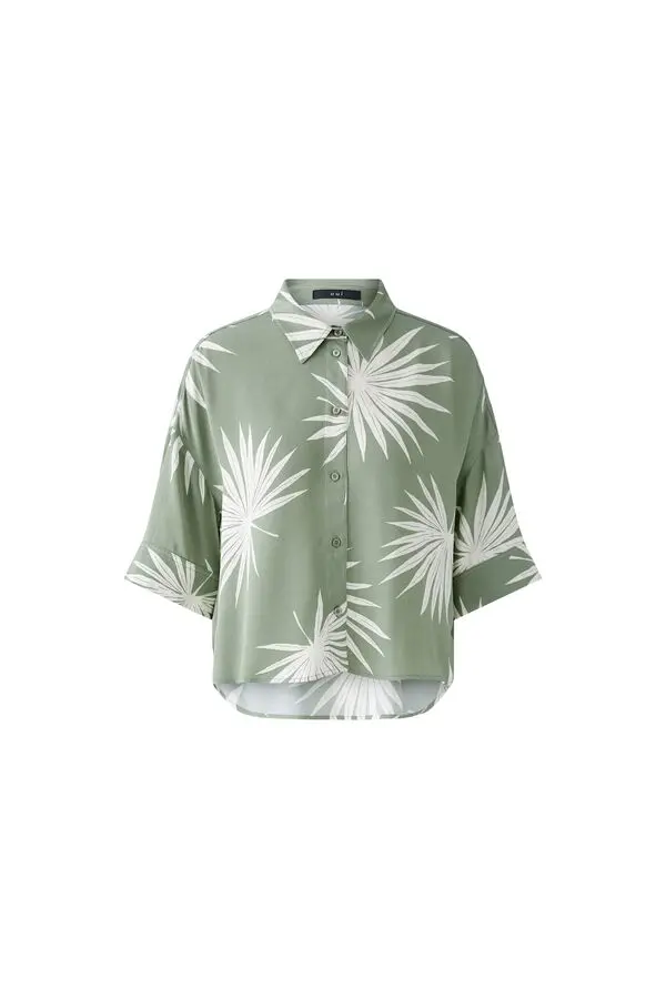  Button-Up Shirt with Palm Leaf Print