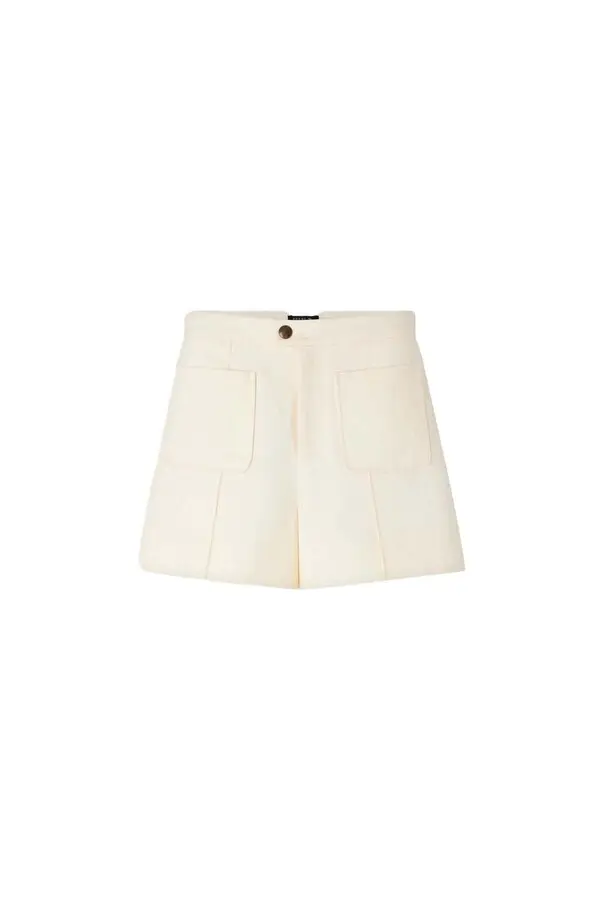 Straight cut short cotton canvas shorts