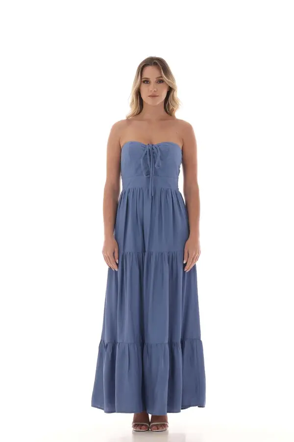 Strapless tiered maxi dress