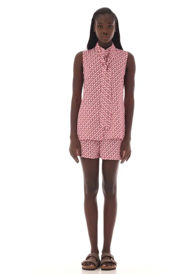 Sleeveless printed top and shorts set