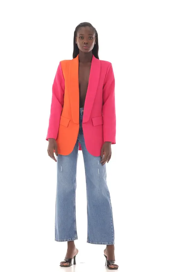 Bold color-block blazer