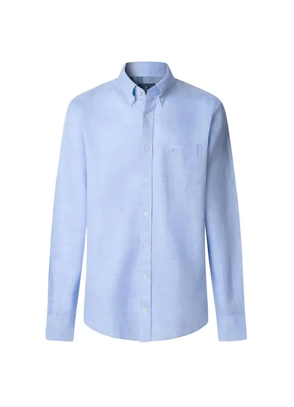Classic Fit Linen Madras Trim Shirt