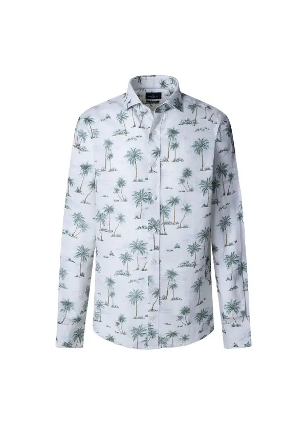 Tailored Fit Palm Tree Print Shirt