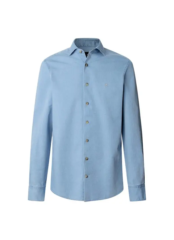 Tailored Fit Light Wash Denim Shirt