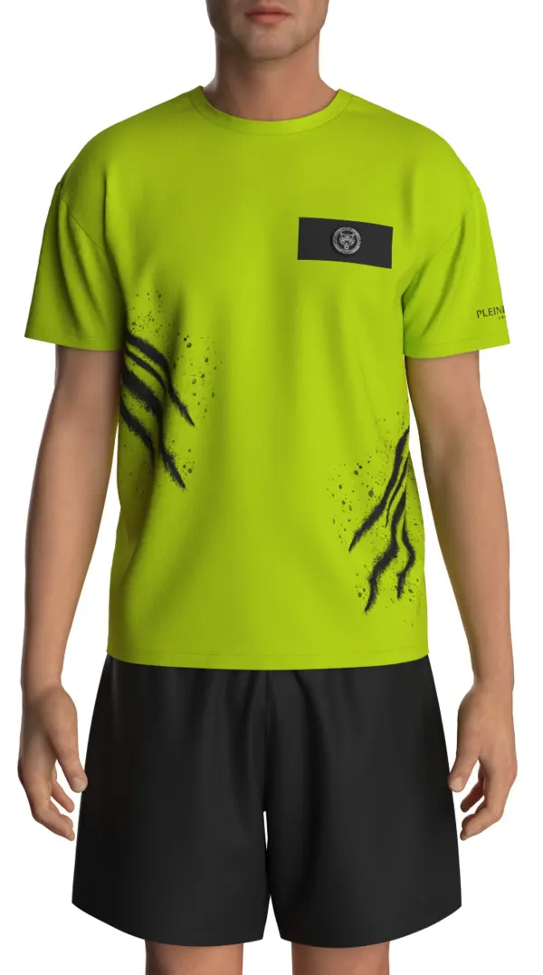 Short Sleeve T-shirt with Splatter Design and Logo Patch