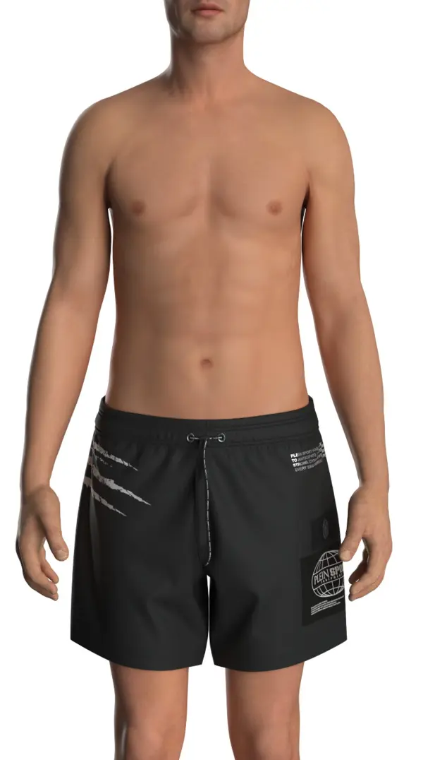  Swim Shorts with Black Accents and Logo Patch