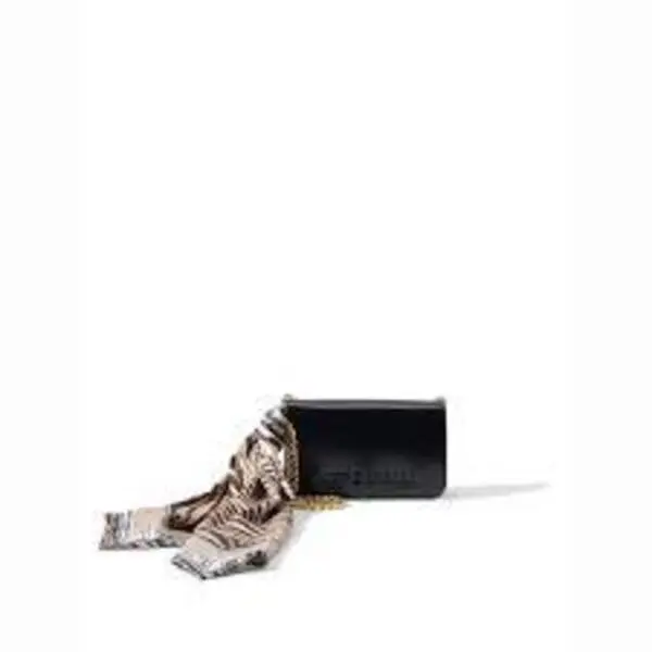 Patent Leather Chain Shoulder Bag with Zebra Print Scarf