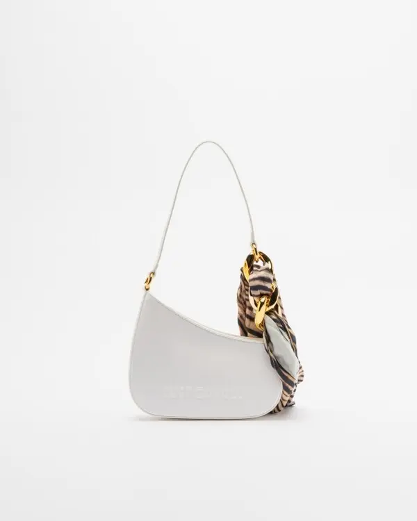  Patent-Effect Shoulder Bag with Zebra Print Scarf