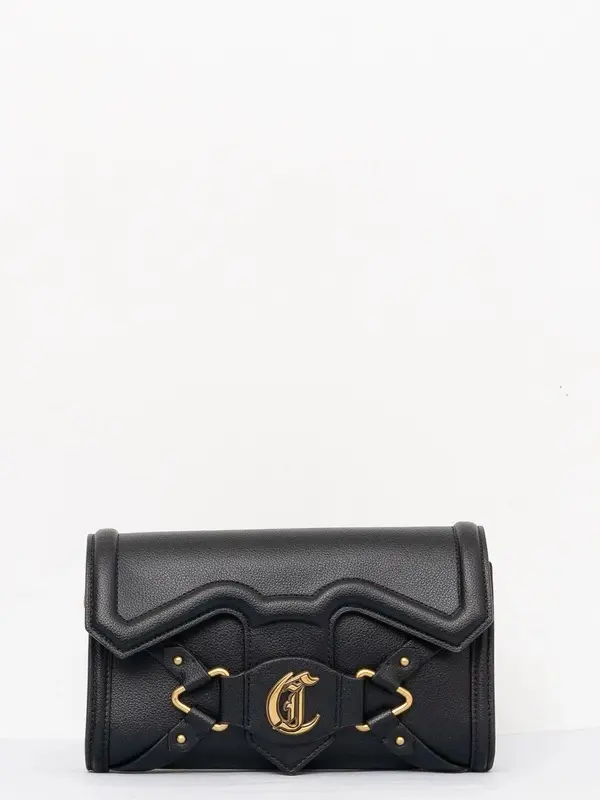 Leather Crossbody Bag with Gold-tone embellished Flap