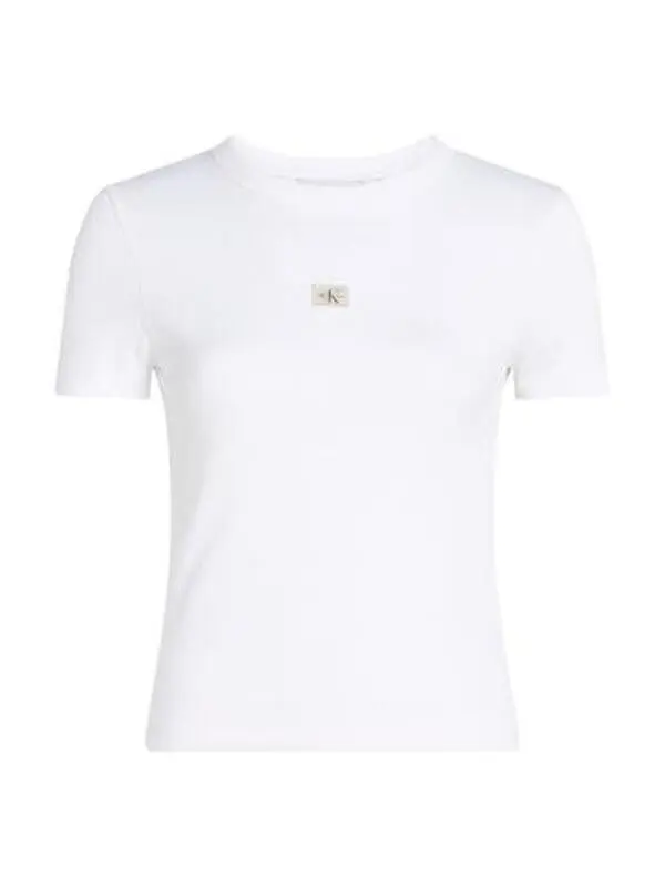 Woven Label Rib Fitted T-Shirt