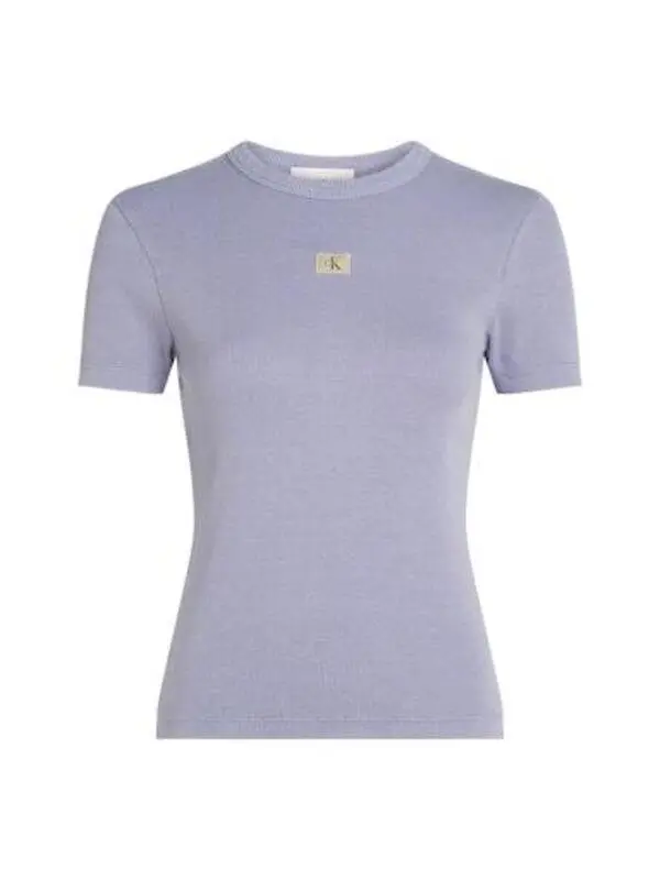 Washed Woven Label Rib Fit T-Shirt