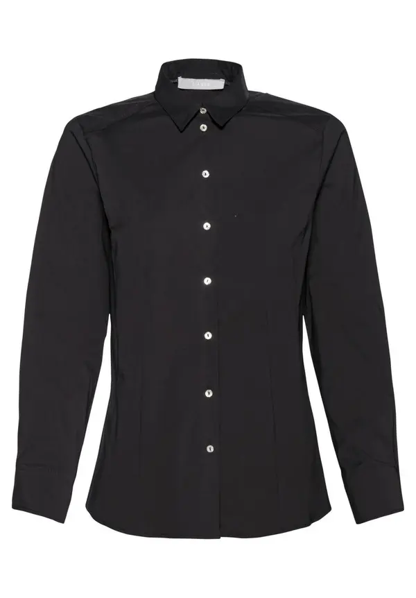 Long-Sleeve Button-Up Shirt with White Buttons