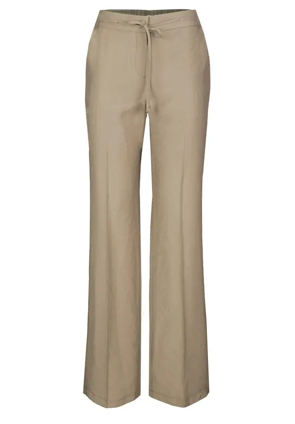  Linen Blend Trousers with Drawstring Waist