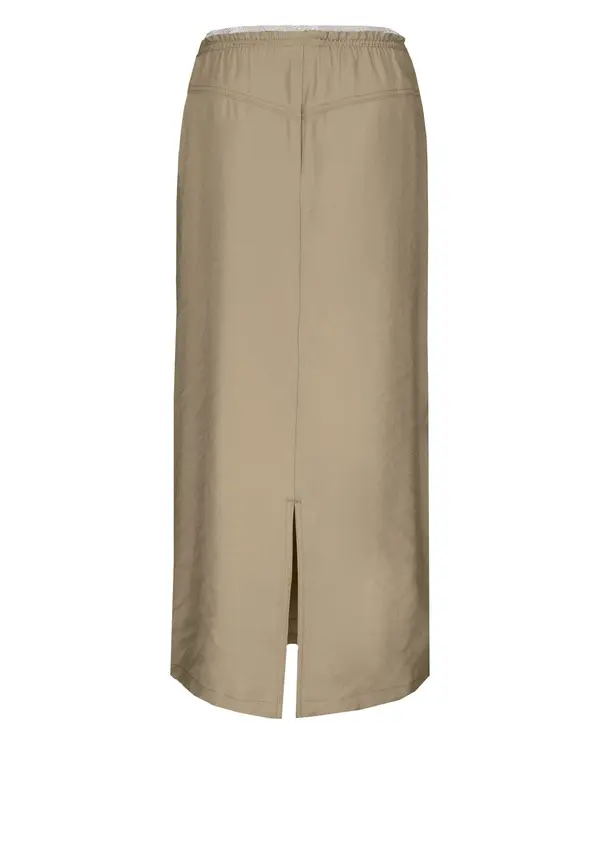 Straight-Cut Midi Skirt with Elastic Waist