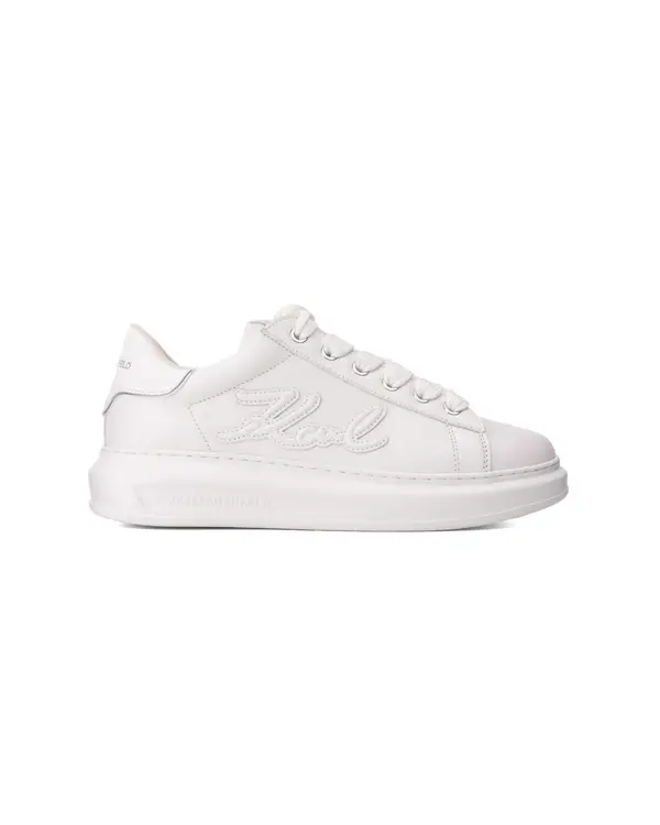 Low-Top Leather Sneakers with Embossed Signature