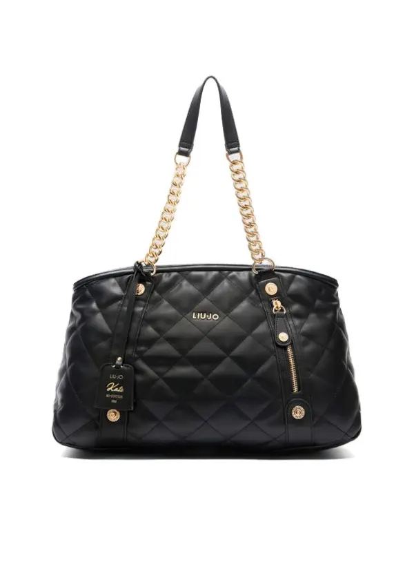 Medium quilted tote bag with charm                     
