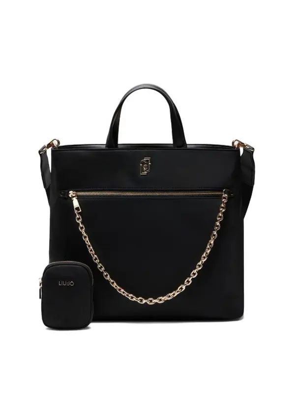 Tote Bag with Gold Chain and Detachable Pouch