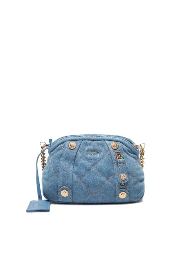 Medium quilted denim crossbody bag                         